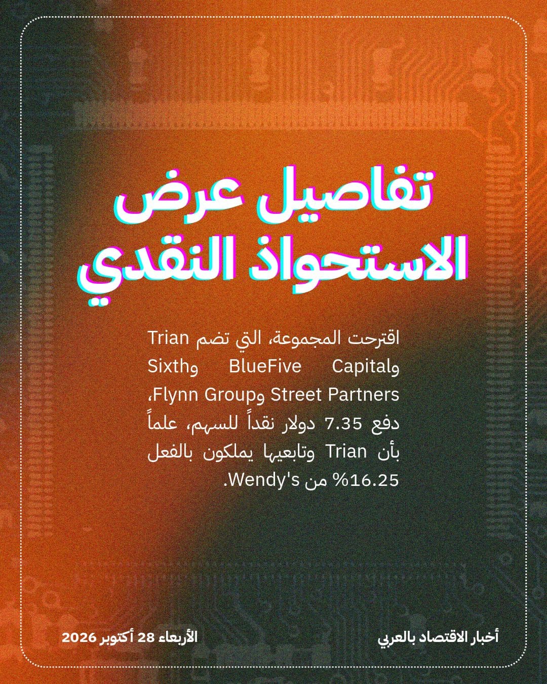 Nelson Peltz يقود صفقة شراء Wendy's بـ 1.4 مليار دولار — الشريحة 2