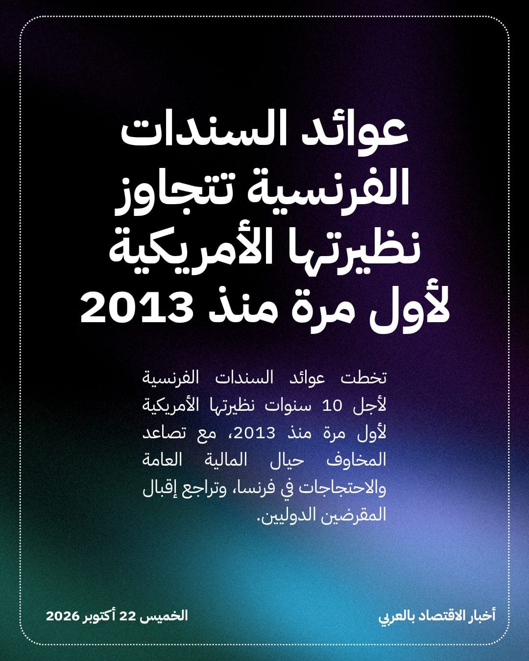 عوائد السندات الفرنسية تتجاوز نظيرتها الأمريكية لأول مرة منذ 2013